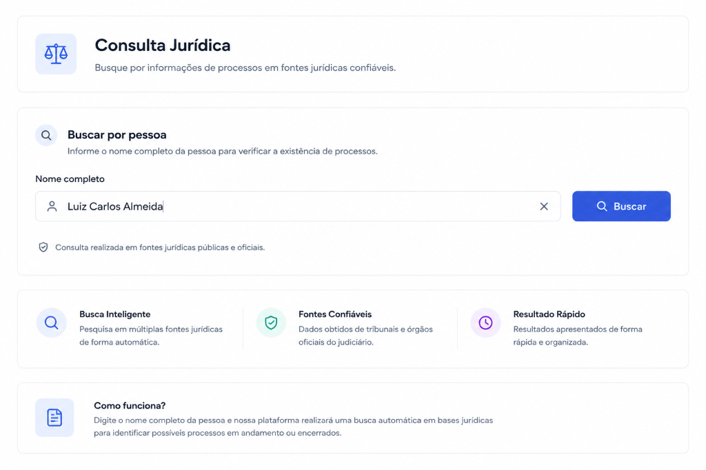 Preview do projeto Automação de Consulta Jurídica & IA