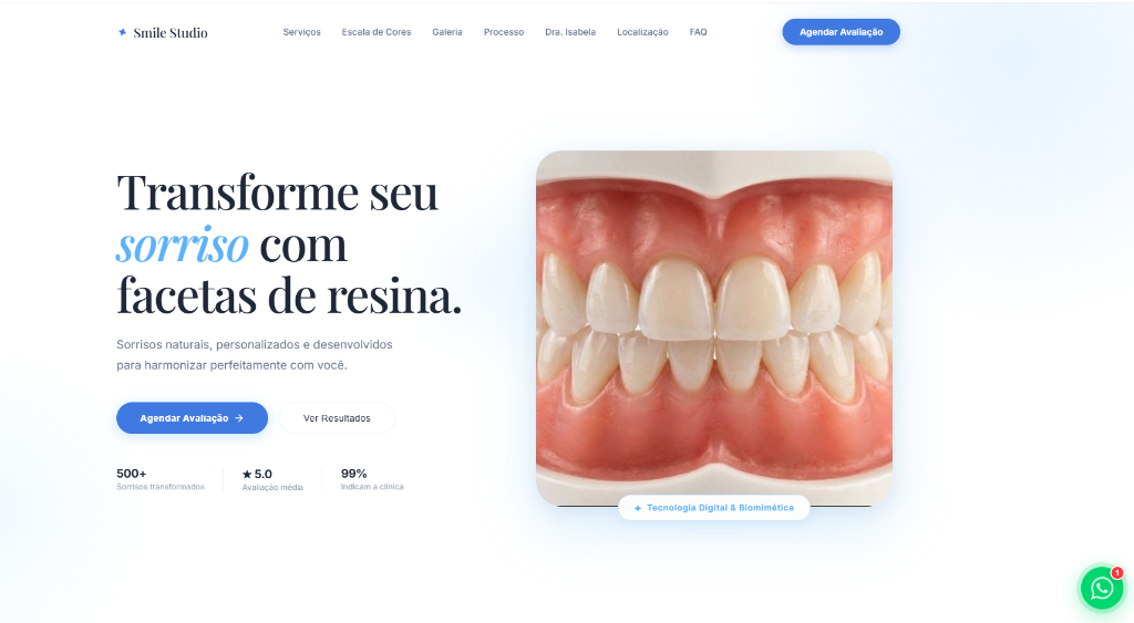 Preview do projeto Smile Studio — Odontologia Estética